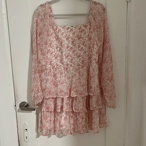 Madden NYC Women’s Plus Smocked Bodice Dress with Tiered Skirt